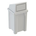 Sturdy Essentials 32 Gallon Square 100% Recycled Plastic Heavy Duty Indoor or Outdoor Commercial Trash Can with Push Lid | Great for Schools and Businesses - White