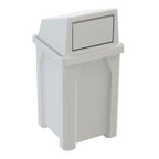 Sturdy Essentials 32 Gallon Square 100% Recycled Plastic Heavy Duty Indoor or Outdoor Commercial Trash Can with Push Lid | Great for Schools and Businesses - White