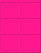 8-1/2 x 11" Neon Color High Light Fluorescent Labels for Laser & Inkjet Printer (Pink Fluorescent, 4" x 3-1/3" - 6 Per Page | 300 Labels)