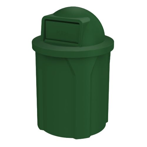 Campus Collection 42 Gallon Circle 100% Recycled Plastic Heavy Duty Outdoor Commercial Trash Can with Push Open Dome Lid and Internal Liner | Great for Schools and Businesses - Green Granite