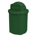 Campus Collection 42 Gallon Circle 100% Recycled Plastic Heavy Duty Outdoor Commercial Trash Can with Push Open Dome Lid and Internal Liner | Great for Schools and Businesses - Green Granite