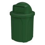 Campus Collection 42 Gallon Circle 100% Recycled Plastic Heavy Duty Outdoor Commercial Trash Can with Push Open Dome Lid and Internal Liner | Great for Schools and Businesses - Green Granite