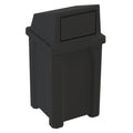 Sturdy Essentials 32 Gallon Square 100% Recycled Plastic Heavy Duty Indoor or Outdoor Commercial Trash Can with Push Lid | Great for Schools and Businesses - Black