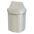 Sturdy Essentials 42 Gallon Round 100% Recycled Plastic Indoor or Outdoor Commercial Trash Can with Easy Access Swing Top Lid | Industrial Strength | Great for Schools and Businesses - Light Granite