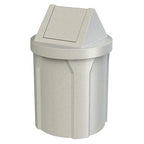 Sturdy Essentials 42 Gallon Round 100% Recycled Plastic Indoor or Outdoor Commercial Trash Can with Easy Access Swing Top Lid | Industrial Strength | Great for Schools and Businesses - Light Granite