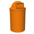 Sturdy Essentials Campus Collection 55 Gallon Round 100% Recycled Plastic Heavy Duty Indoor or Outdoor Trash Can with Push Open Dome Lid and Internal Liner | Great for Schools and Businesses - Orange