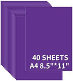 Colored Construction Paper 40 Sheets 8.5 x 11 Inches, 180GSM/65LB Purple Card Stock Bulk for Kids Crafts, Classroom Supplies, School Projects, DIY Art and Scrapbooking