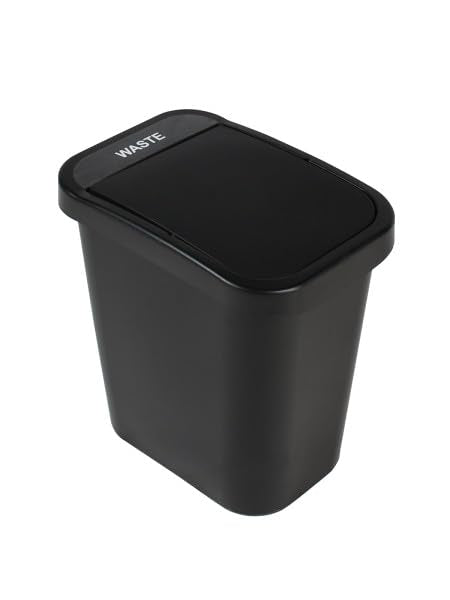 Sturdy Essentials City Box 7 Gallon Waste Bin Trash Can with Lid for Residential, Offices, and Commercial Recycling - NYC Compliant - Black
