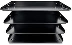 Huron Desktop Horizontal 4-Slot Legal File Binder Organizer Storage Letter Tray, Black Commercial Grade Steel