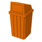 Sturdy Essentials Campus Collection 32 Gallon Square Slatted 100% Recycled Plastic Heavy-Duty Commercial Outdoor or Indoor Trash Can with Push Top Lid | Great for Schools and Businesses - Orange