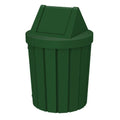 Sturdy Essentials 42 Gallon Round Slatted 100% Recycled Plastic Indoor or Outdoor Commercial Trash Can with Easy Access Swing Top Lid | Great for Schools and Businesses - Green
