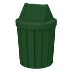 Sturdy Essentials 42 Gallon Round Slatted 100% Recycled Plastic Indoor or Outdoor Commercial Trash Can with Easy Access Swing Top Lid | Great for Schools and Businesses - Green