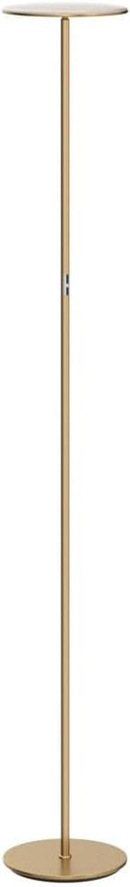Brightech Sky LED Floor lamp, Torchiere Super Bright Floor Lamp for Living Room Decor & Office - Dimmable, Tall Standing Torch Lamp with Warm Light for Bedroom & Reading - Gold Brass