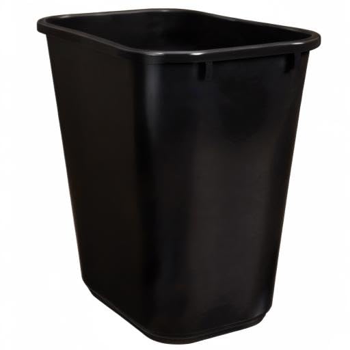 Amazon Basics Trash Can, Rectangular Commercial Office Wastebasket, 7 Gallon (Pack of 6), Black