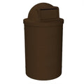 Campus Collection 55 Gallon Round Heavy-Duty Plastic Commercial Outdoor or Indor Trash Can with Push Open Dome Lid and Internal Liner | Great for Schools and Businesses - Brown Granite