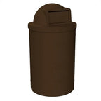 Campus Collection 55 Gallon Round Heavy-Duty Plastic Commercial Outdoor or Indor Trash Can with Push Open Dome Lid and Internal Liner | Great for Schools and Businesses - Brown Granite