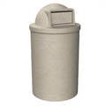Campus Collection 55 Gallon Round Heavy-Duty Plastic Commercial Outdoor or Indor Trash Can with Push Open Dome Lid and Internal Liner | Great for Schools and Businesses - Beige Granite