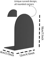 Lulonpon 16 Pieces Book Ends, Bookends, Books Stand, Metal Bookend for Shelves, Black Book Ends for School, Library, Desktop Organizer