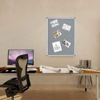 BIBOC 24 x 18 inches Felt Bulletin Board, Felt Board, Pin Board, Notice Board, Memo Board for Homes or Offices, Silver Aluminum
