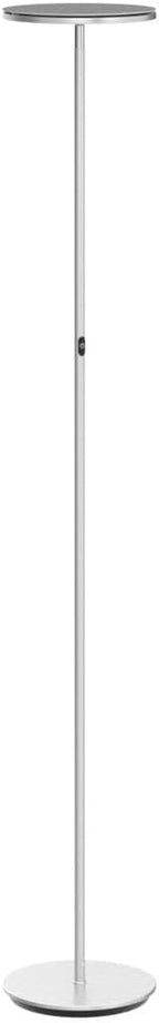 Brightech Sky LED Floor lamp, Torchiere Super Bright Floor Lamp for Living Room Decor & Office - Dimmable, Tall Standing Torch Lamp with Warm Light for Bedroom & Reading - Platinum Silver