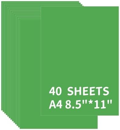 Construction Paper, 40 Sheets 8.5 x 11 Inches, 180GSM Green Card Stock, Colored Craft Paper Bulk for School, Crafts, Scrapbooking, DIY Card Making, Office Printing