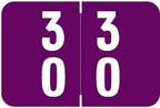 Doctor Stuff - File Folder Labels, Terminal Digit Filing, Consecutive Double Digit Numbers 30-39, Compatible with SMEAD DDS - SMDM Series Chart Stickers, Purple, 1" x 1-1/2", 500/Roll