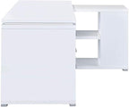 Pemberly Row L Shape Corner Storage Desk in White, Letter/Legal File, 5 Bookshelves