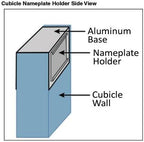 Quality Aluminum, Changeable Cubicle Nameplate Holder, Satin Silver Base, and Silver Name Plate Holder, (2" depth)