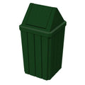 Sturdy Essentials 32 Gallon Square Slatted 100% Recycled Plastic Heavy Duty Outdoor Commercial Trash Can with Swing Top Lid | Great for Schools and Businesses - Green Granite