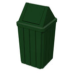 Sturdy Essentials 32 Gallon Square Slatted 100% Recycled Plastic Heavy Duty Outdoor Commercial Trash Can with Swing Top Lid | Great for Schools and Businesses - Green Granite