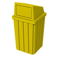 Sturdy Essentials Campus Collection 32 Gallon Square Slatted 100% Recycled Plastic Heavy-Duty Commercial Outdoor or Indoor Trash Can with Push Top Lid | Great for Schools and Businesses - Yellow