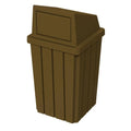 Sturdy Essentials Campus Collection 32 Gallon Square Slatted 100% Recycled Plastic Heavy-Duty Commercial Outdoor or Indoor Trash Can with Push Top Lid | Great for Schools and Businesses - Brown