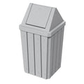 Sturdy Essentials 32 Gallon Square Slatted 100% Recycled Plastic Indoor or Outdoor Commercial Trash Can with Easy Access Swing Top Lid | Great for Schools and Businesses - Light Granite