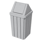 Sturdy Essentials 32 Gallon Square Slatted 100% Recycled Plastic Indoor or Outdoor Commercial Trash Can with Easy Access Swing Top Lid | Great for Schools and Businesses - Light Granite