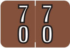 Doctor Stuff - File Folder Labels, Terminal Digit Filing, Consecutive Double Digit Numbers 70-79, Barkley FDDBM Match - BXDM Series Chart Stickers, Brown, 1" x 1-1/2", 500/Roll