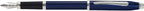 Cross Century II Translucent Blue Lacquer with Chrome Plated Appointments and Polished Stainless Steel Medium Nib Fountain Pen