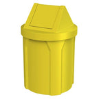 Sturdy Essentials 42 Gallon Round 100% Recycled Plastic Indoor or Outdoor Commercial Trash Can with Easy Access Swing Top Lid | Great for Schools and Businesses - Yellow