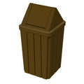 Sturdy Essentials 32 Gallon Square Slatted 100% Recycled Plastic Heavy Duty Outdoor Commercial Trash Can with Swing Top Lid | Great for Schools and Businesses - Brown Granite