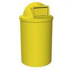 Sturdy Essentials Campus Collection 55 Gallon Round Plastic Heavy Duty Commercial Indoor or Outdoor Trash Can with Push Open Dome Lid and Internal Liner | Great for Schools and Businesses - Yellow