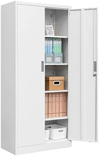 TaskStorz Storage Cabinet, 72 Inch Tall Metal Storage Cabinet with Doors and Shelves,Heavy Duty Metal Cabinet, Pantry Cabinets for Kitchen Storage, Garage Cabinet for Living, Dining Room
