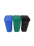 Sturdy Essentials City Box 10 Gallon Triple Bin Trash Can and Recycling Bin with Lid for Residential, Business, and Commercial Recycling - NYC Compliant (Triple Recycle Organics Waste)
