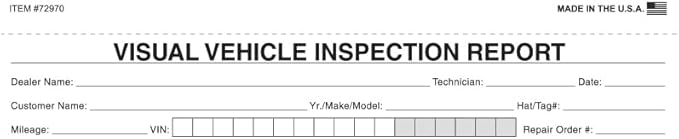 Visual Vehicle Inspection Report – 2-Part Carbonless Vehicle Checklist, Snap-Out Auto Service Forms, Fleet Maintenance Logs, Car Checkup Sheets - White & Canary 8.5"×11" - Pack of 1000