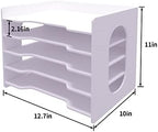 Natwind 5-Tier Desk Organizer,File Organizer,File Paper Organizer for Desk & Desktop - White File Holder with Mail Letter Tray & Paper Sorter for Home Office, School Classroom
