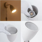 Ahaloye Set of 2 White Wall Sconce Finished Rotatable Simplicity Wall Mount Lighting Fixture for Bedroom Living Room,Plug-in or Hardwire