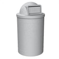 Campus Collection 55 Gallon Round Plastic Heavy Duty Commercial Indoor or Outdoor Trash Can with Push Open Dome Lid and Internal Liner | Great for Schools and Businesses - Light Granite