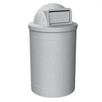 Campus Collection 55 Gallon Round Plastic Heavy Duty Commercial Indoor or Outdoor Trash Can with Push Open Dome Lid and Internal Liner | Great for Schools and Businesses - Light Granite