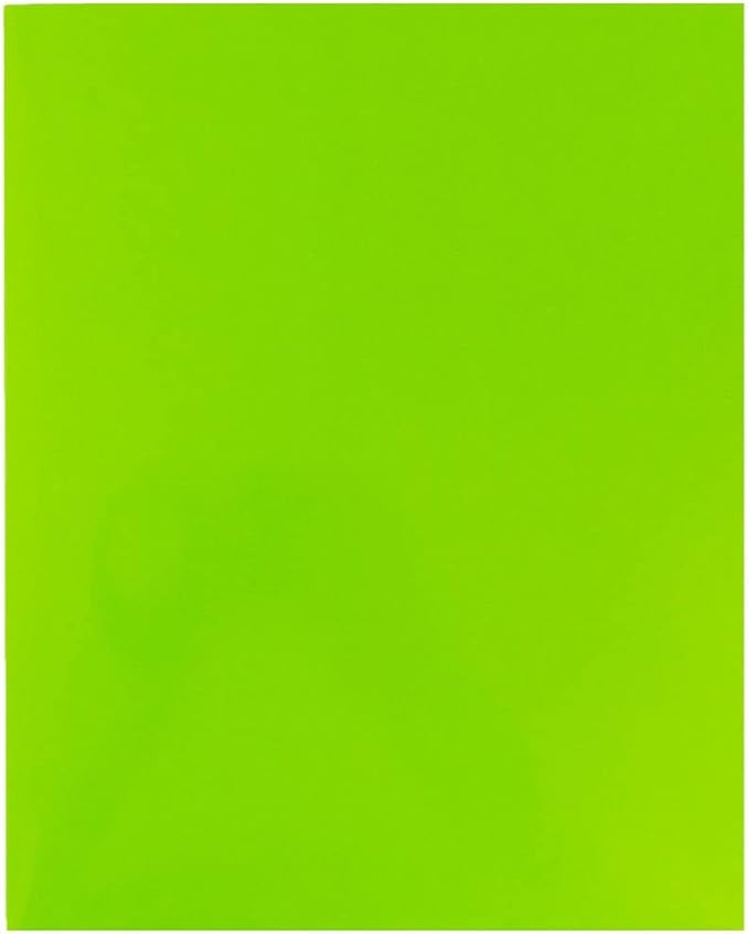 JAM PAPER Laminated Two Pocket Glossy School Folders - Letter Size - High Gloss Lime Green - 6/Pack