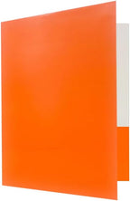 JAM PAPER Custom Printed Semi-Gloss Folders with Round Corner Pockets - Personalized Logo & Text - 10 pt C2S - Orange - 100/Pack