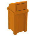 Sturdy Essentials 32 Gallon Square 100% Recycled Plastic Heavy Duty Indoor or Outdoor Commercial Trash Can with Push Lid | Great for Schools and Businesses - Orange