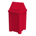 Sturdy Essentials 32 Gallon Square 100% Recycled Plastic Heavy Duty Outdoor Commercial Trash Can with Easy Access Swing Top Lid | Great for Schools and Businesses - Red